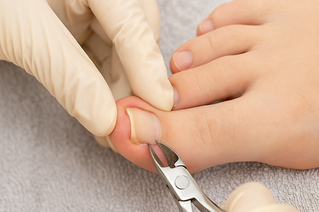 의료진이 발톱절제술을 활용해 내성 발톱 환자를 치료하고 있다. 세브란스병원 제공