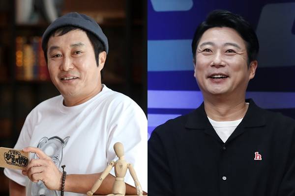 방송인 이수근(오른쪽)이 동료 김병만의 결혼식 사회를 맡으며 특별한 우정을 과시한다./사진=뉴스1