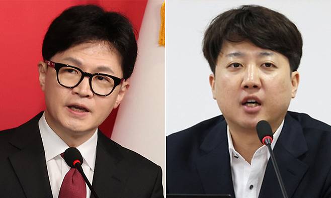 한동훈 국민의힘 전 대표(왼쪽), 이준석 개혁신당 대표. 연합뉴스