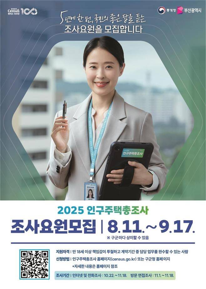 2025 인구주택총조사 조사요원 모집 [부산시 제공. 재판매 및 DB 금지]