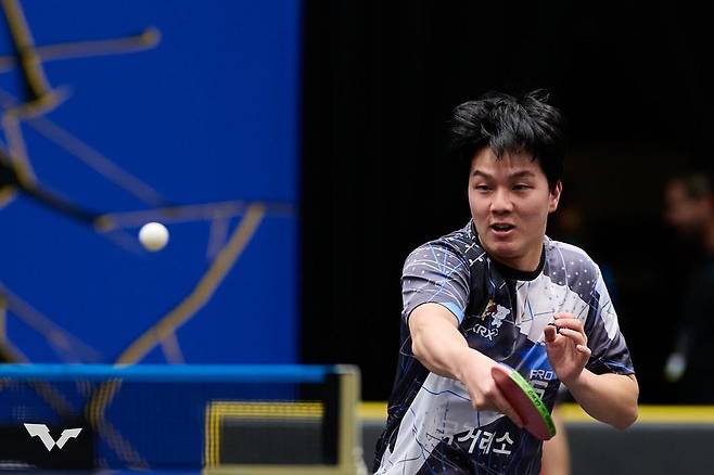 남자 탁구 대들보 안재현의 경기 장면 [WTT 인스타그램 캡처. 재판매 및 DB 금지]