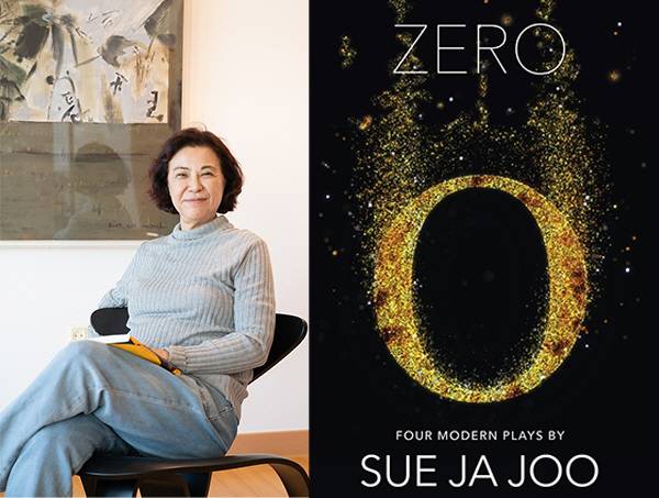 주수자 작가(왼쪽)와 희곡집 'ZERO' 표지 이미지.