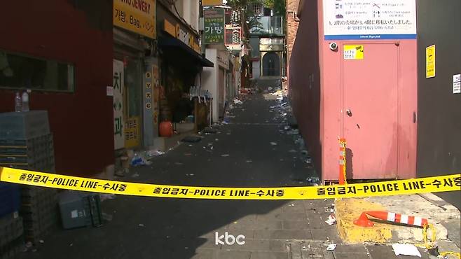 ▲ 이태원 참사가 발생했던 골목 현장