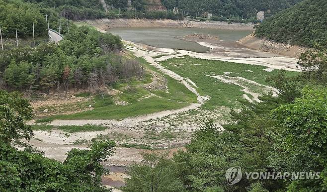 바닥 드러낸 강릉 오봉저수지. (사진=연합뉴스)