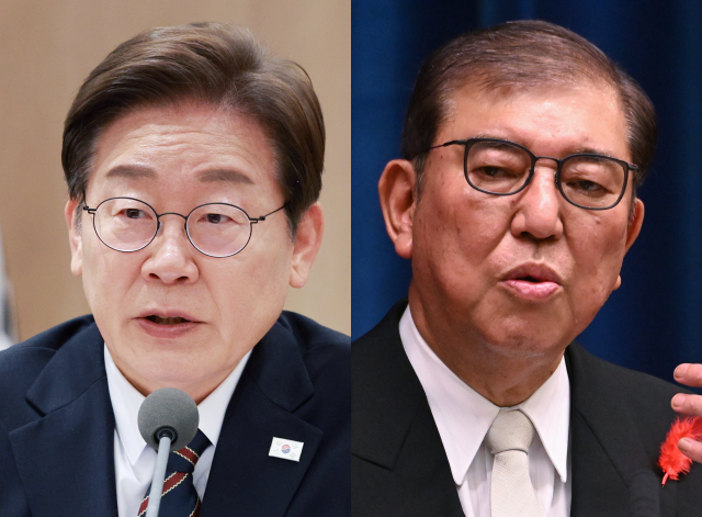 이재명(왼쪽) 대통령은 오는 23일 일본을 방문해 이시바 시게루 일본 총리와 정상회담을 한다./연합뉴스