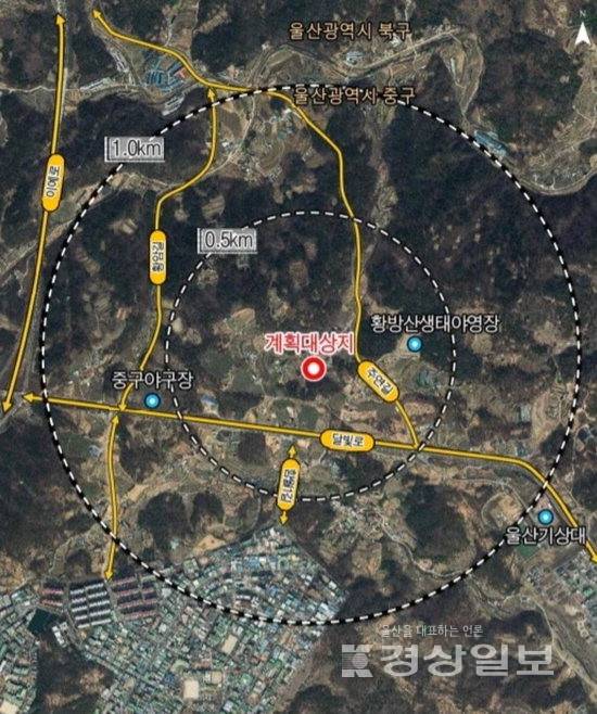 ▲ 울산 중구 축구장 위치도. 울산 중구청 제공
