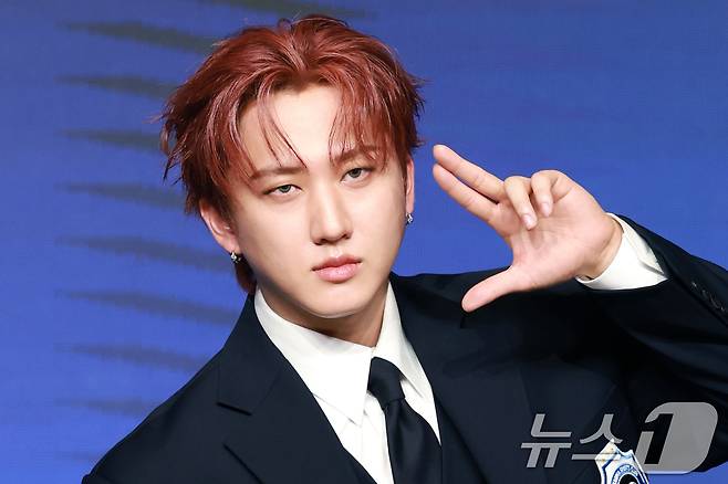 스트레이 키즈(Stray Kids) 창빈이 22일 오전 서울 영등포구 콘래드호텔에서 열린 네 번째 정규 앨범 ‘KARMA’ 기자간담회에 참석해 포즈를 취하고 있다. 2025.8.22/뉴스1 ⓒ News1 권현진 기자