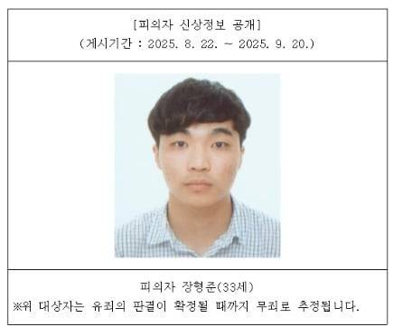 헤어진 전 연인을 흉기로 찔러 살해하려한 살인미수 혐의 피의자 장형준(33). /울산지검