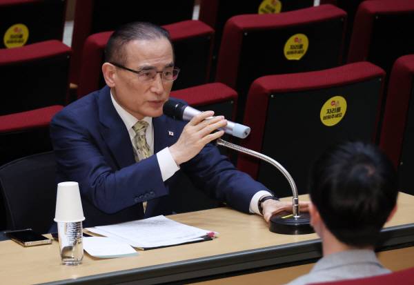 위성락 국가안보실장이 22일 서울 용산 대통령실에서 한미, 한일 정상회담 등 현안 관련 기자간담회를 하고 있다. 연합뉴스