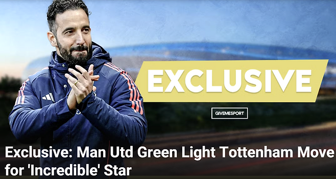 영국 매체 ‘기브미스포츠’가 22일(한국시간) 가르나초의 토트넘 이적설을 단독 보도했다. 기브미스포츠 공식 홈페이지 캡처