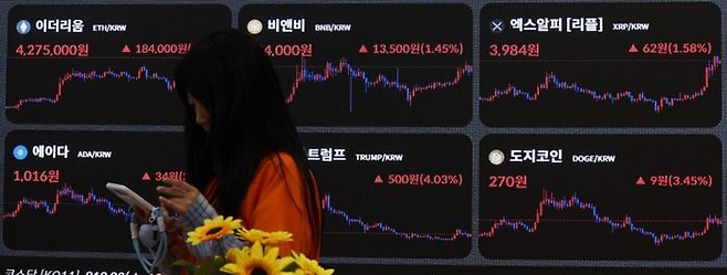 지난 16일 서울 강남구 빗썸라운지에 전광판에 가상자산 시세가 나오고 있다.(자료사진) ⓒ뉴시스