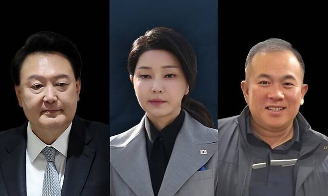 윤석열 전 대통령, 김건희 여사, 명태균씨. 연합뉴스