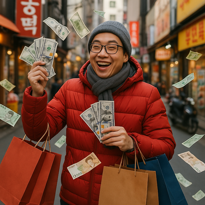 국내 여행하며 소비하는 외래 관광객의 모습을 인공지능(AI)로 표현했다  / 사진=챗GPT