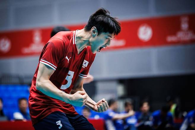 U-21 남자배구 대표팀의 윤서진 [FIVB 홈피 캡처. 재판매 및 DB 금지]