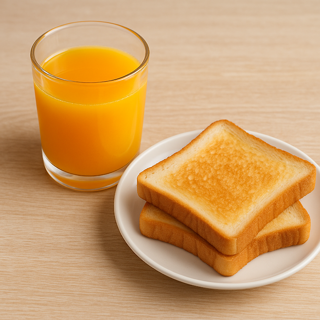 과일주스와 토스트