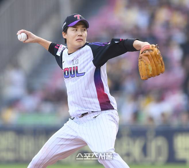 LG 선발투수 임찬규가 8일 서울 잠실구장에서 열린 2025 KBO리그 한화와 경기에서 역투하고 있다. 잠실 | 최승섭기자 thunder@sportsseoul.com