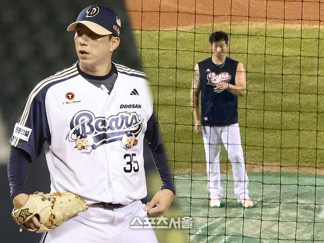 고효준이 경기가 끝난 뒤 불이 꺼진 야구장에서 홀로 투구 연습 중인 모습. 잠실 | 박연준 기자 duswns0628@sportsseoul.com