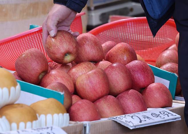 서울의 전통시장에 진열된 사과. /뉴스1
