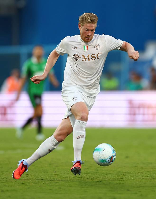 <yonhap photo-0914=""> Soccer Football - Serie A - U.S. Sassuolo v Napoli - Mapei Stadium - Citta del Tricolore, Reggio Emilia, Italy - August 23, 2025 Napoli's Kevin De Bruyne in action REUTERS/Ciro De Luca/2025-08-24 04:26:26/ <저작권자 ⓒ 1980-2025 ㈜연합뉴스. 무단 전재 재배포 금지, AI 학습 및 활용 금지></yonhap>