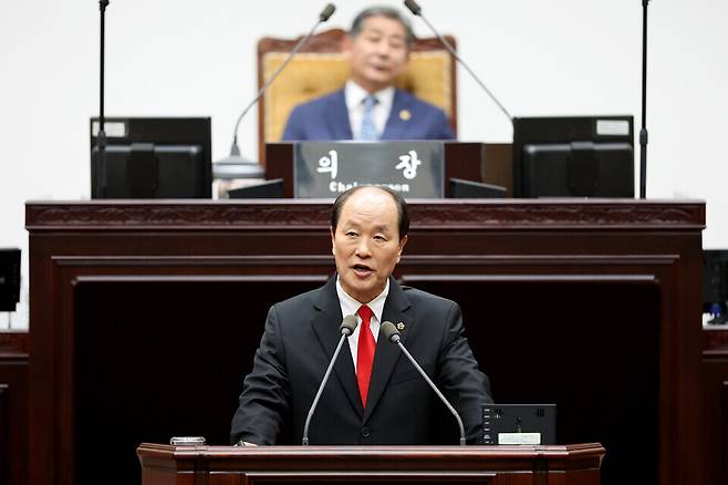 ▲&nbsp;25일 인천시의회 본회의장에서 제303회 임시회 1차 본회의가 열리고 있다. /사진제공=인천시의회