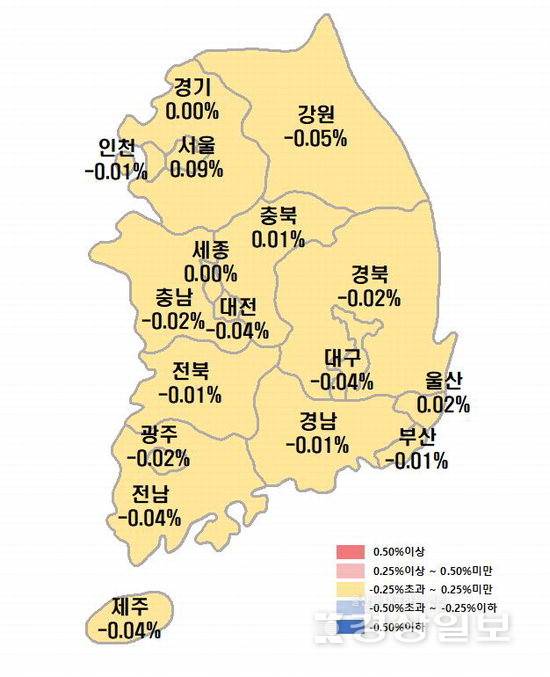 ▲ 8월3주 아파트 매매가격지수 변동률 / 한국부동산원 제공