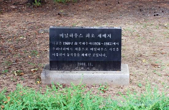우리나라 비닐하우스 최초 재배지인 김해 어방동 1045번지. 사진=김해시