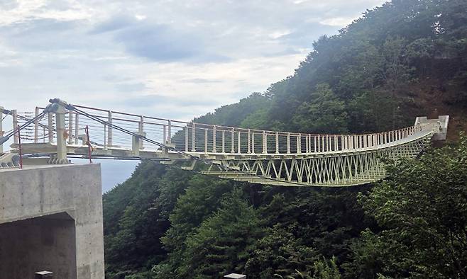 울릉도 내수전~북면 석포리 해담길 구간에 건설된 출렁다리. /김두한 기자