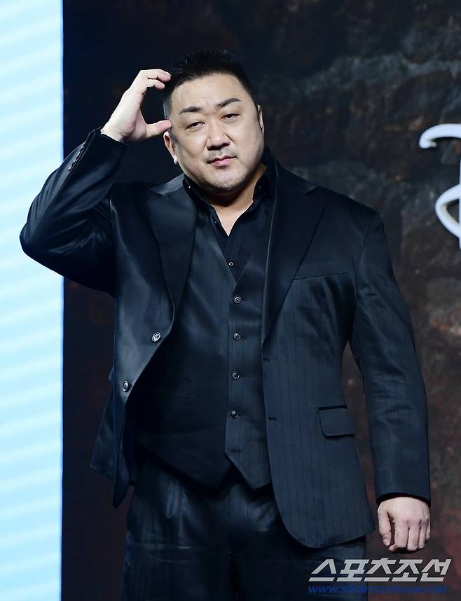 20일 서울 장충동 앰배서더 서울 풀만 호텔에서 '트웰브' 제작발표회가 열렸다. 포즈를 취하고 있는 배우 마동석. 장충동=송정헌 기자songs@sportschosun.com/2025.08.20/