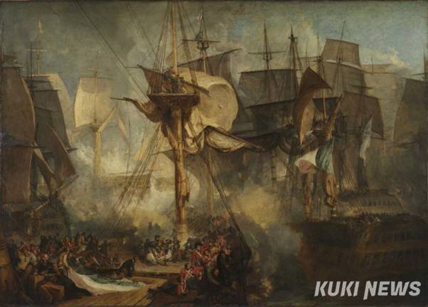 월리엄 터너, 미젠 우현에서 본 트라팔가 해전, 승리의 수의, 1806~8, 테이트 브리튼
