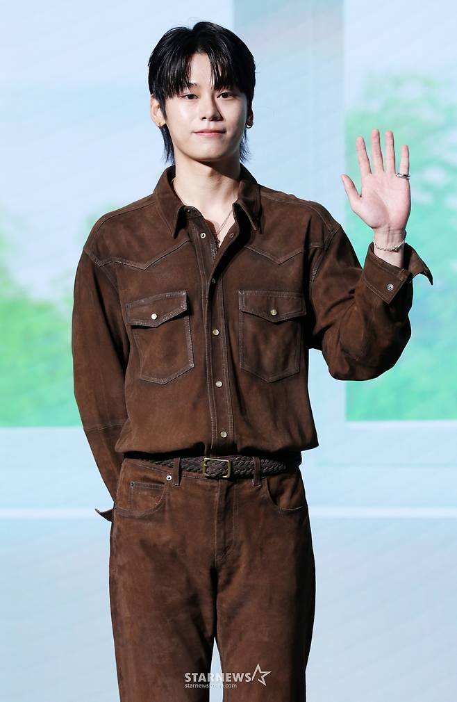 배우 차우민이 25일 서울 마포구 호텔 나루에서 열린 넷플릭스 영화 '고백의 역사' 제작발표회에서 포즈를 취하고 있다. /2025.08.25 /사진=김휘선 hwijpg@