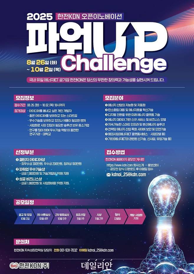 한전KDN 'KDN 파워업 챌린지 2025' 공모전 포스터.ⓒ한전KDN