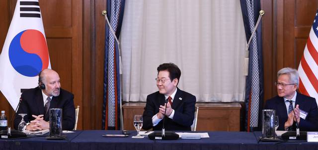 이재명 대통령 한미 비즈니스 라운드 테이블 참석. 연합뉴스