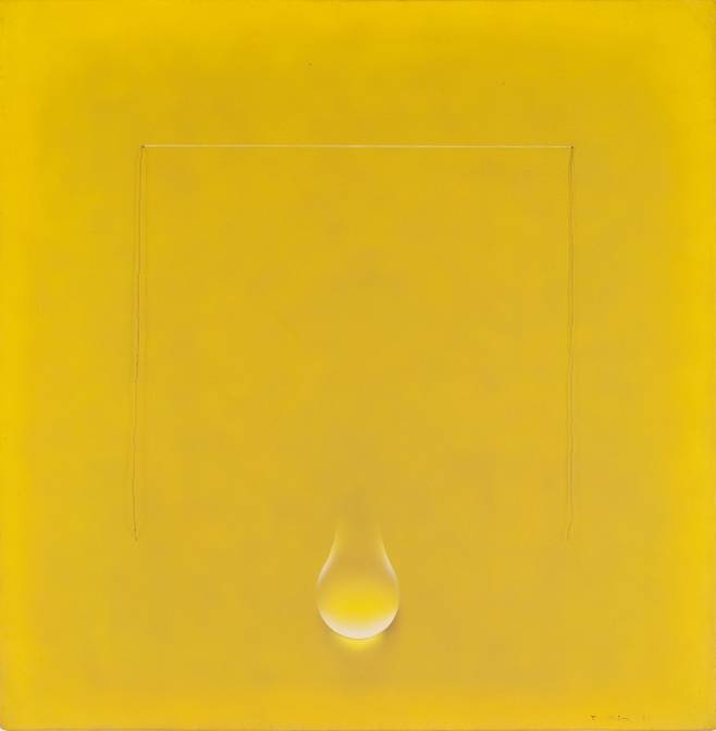 김창열 화백의 ‘물방울’(1971). 작가의 최초 물방울 작품으로 알려진 1972년 작 ‘밤에 일어난 일’보다 1년 앞서 그려진 작품으로 전시를 통해 공개된 것은 이번이 처음이다. 작가는 수많은 물방울을 그렸지만 똑같은 물방울은 단 한 점도 없다.  국립현대미술관 제공