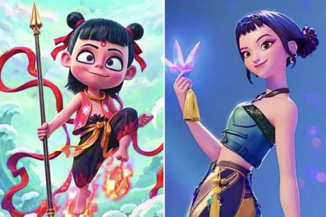 중국 애니메이션 ‘너자' 캐릭터(왼쪽)와 넷플릭스 애니메이션 ‘케이팝 데몬 헌터스’의 캐릭터 ‘조이’.