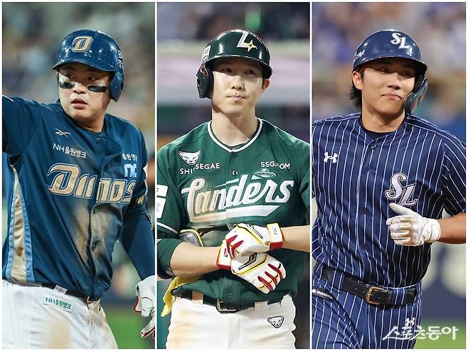 NC 권희동, SSG 박성한, 삼성 이재현이 올 시즌 더욱 짙어진  투고타저 현상 속에서도 특유의 선구안과 끈질긴 승부 근성을 보이며 자신의 가치를 높이고 있다. 사진제공｜NC 다이노스·SSG 랜더스·삼성 라이온즈