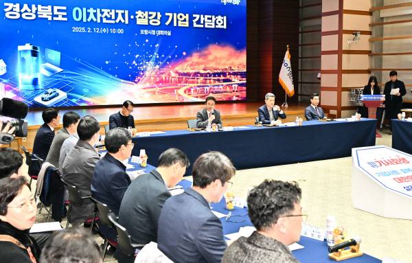 지난 2월 12일 포항시청에서 열린 경북 이차전지·철강기업 간담회의 한 장면.