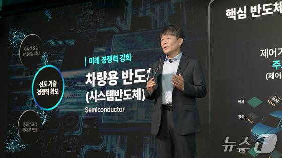 이규석 현대모비스 사장이 27일 여의도 페어몬트 호텔에서 열린 ‘2025 CEO 인베스터 데이’ 발표자로 나서 회사 미래 성장 전략과 구체적인 실행 계획을 발표하고 있다(현대모비스 제공). 2025.08.27.