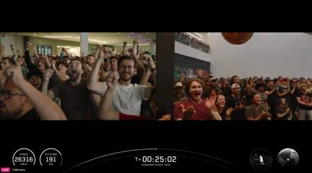 10번째 시험 비행의 성공을 기뻐하는 스페이스X 직원들 (출처=스페이스X)