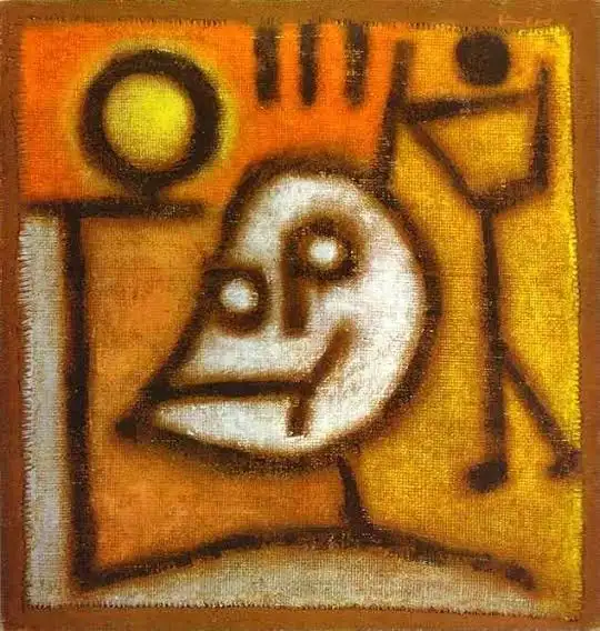 파울 클레 ‘죽음과 불’(Death and Fire). 1940년. 삼베에 오일. 43 × 43cm. 베른 파울 클레 센터 소장.