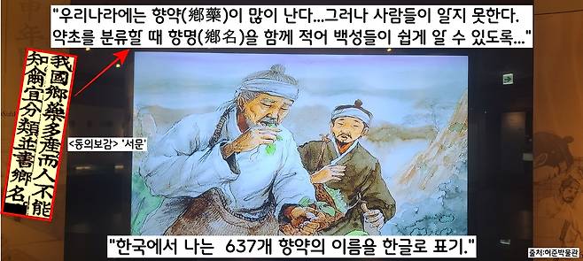 허준에게서 가장 돋보이는 것은 병든 백성들에 대한 따뜻한 시선이었다. 이 땅에서 나는 637개 향약의 이름을 한글로 표기하여 백성들이 쉽게 이용할 수 있도록 했다.