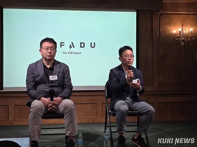 (왼쪽부터)남이현, 이지효 파두 공동 대표가 27일 종로구 서울 종로구 클럽806에서 기자간담회를 통해 파두 2.0 비전에 대해 설명하고 있다. 정우진 기자