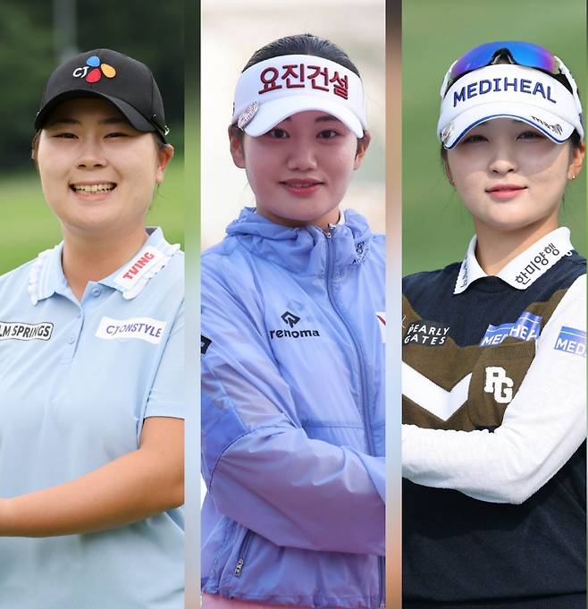 27일 현재 상금랭킹 1~3위에 올라있는 홍정민 노승희 이예원(왼쪽부터). 세 선수는 2025시즌 KLPGA 투어 ‘최고의 별’ 영광을 놓고 치열한 경쟁을 벌이고 있다. 사진제공 | KLPGA