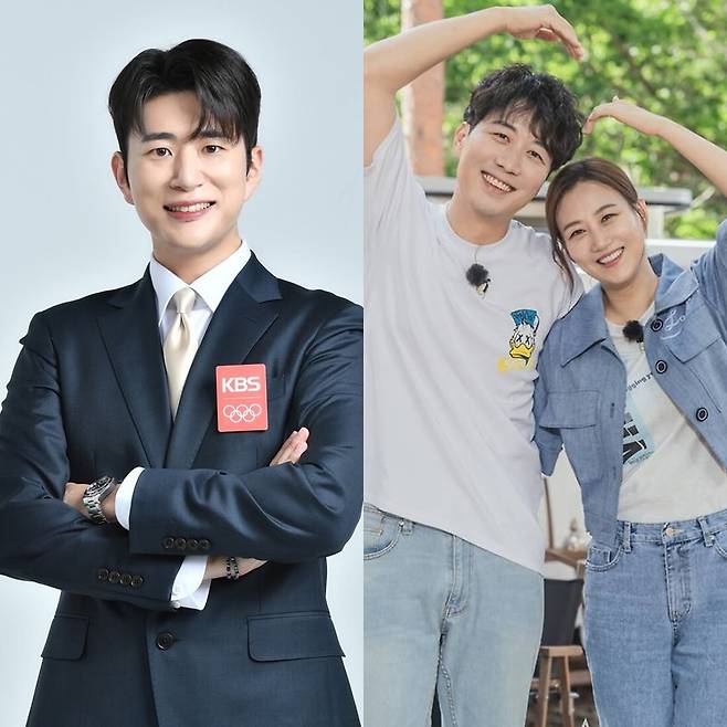 ▲ 김진웅 아나(왼쪽), 도경완 장윤정 부부. 제공|KBS, LG헬로비전