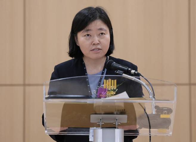 임은정 서울동부지검장이 지난달 4일 서울 송파구 서울동부지방검찰청에서 열린 취임식에서 취임사를 하고 있다. (사진=연합뉴스)