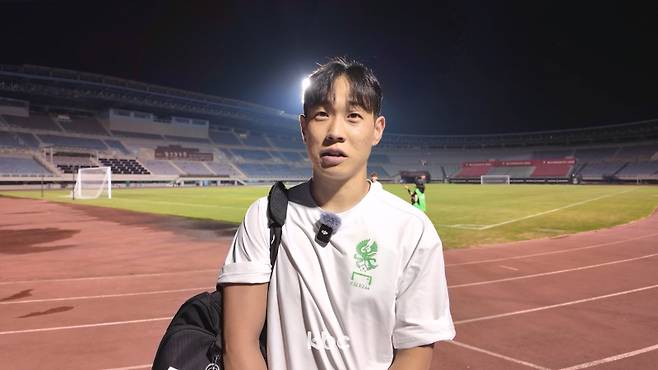 ▲ 코리아컵 2차전 경기 후 KBC와 인터뷰 중인 광주FC 하승운