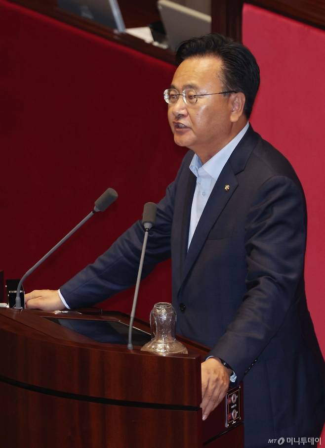 [서울=뉴시스] 조성봉 기자 = 유상범 국민의힘 운영수석부대표가 7일 서울 여의도 국회에서 열린 제428회국회(임시회) 제3차 본회의에서 발언을 하고 있다.2025.08.27. suncho21@newsis.com /사진=조성봉