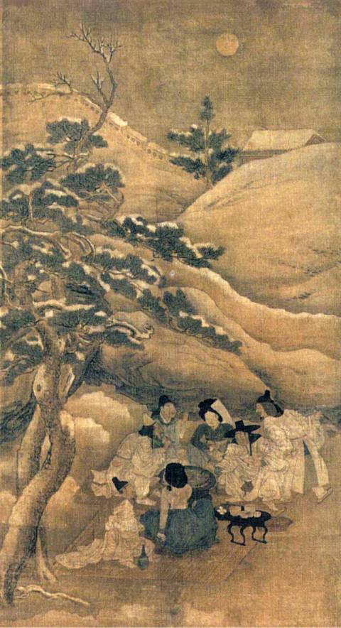 김홍도의 ‘설후야연(雪後夜宴)’. 한국데이터베이스산업진흥원 제공