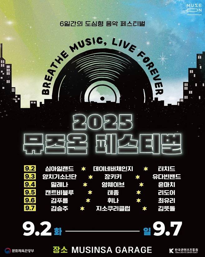'2025 뮤즈온 페스티벌' 라인업 포스터. 한국콘텐츠진흥원 제공