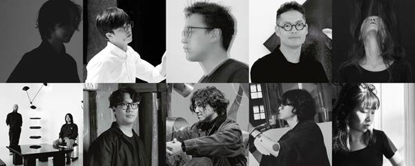 왼쪽부터 노새봄, 레오킴, 박관우, 박재훈, 서꽃님, 스튜디오 신유, 안성환, 임준성, 장시재, 조경은 작가 (사진제공=디렉투스)