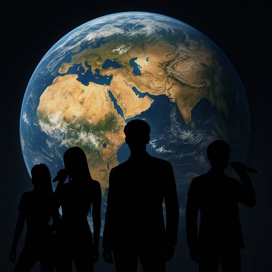 AI로 그린 그림. 다국적 K팝 아이돌을 표현했다.